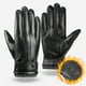 thumbnail image 4 of Guantes de invierno para hombre, de piel sintética, cálidos, de forro polar grueso, resistentes al viento, protección contra el frío, térmicos, antideslizantes, para pantalla táctil, para, 4 of 6
