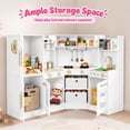 thumbnail image 5 of Wisairt Corner Wooden Play Kitchen for Kids, Interactive Pretend Play Kitchen with Realistic Lights & Sounds, 23 Pcs Cooking Accessories, Age 3+, White, 5 of 7