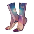 thumbnail image 5 of Fuzoiu Dreamy Moonlit Window Print Crew Socks,Casual Athletic Gym LightWeight Thin Socks,Casual Crew Socks for Men Woman,Calf Length Crew Socks, 5 of 7