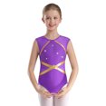 thumbnail image 4 of YUUMIN 3Pcs Kids Girls Sparkly Sleeveless Gymnastics Leotard Unitard Ballet Dance Biketard with Shorts Set Purple 12, 4 of 6