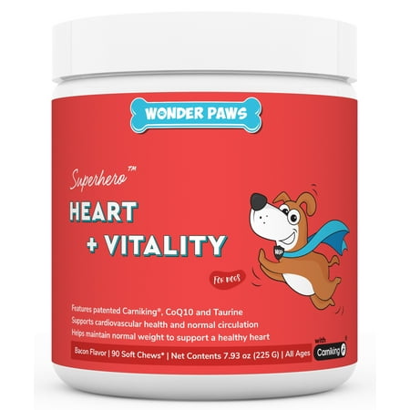 UPC: 0850013947041 | Wonder Paws Cardio Support for Dogs – with L-Carnitine Hawthorn Berry Coenzyme Q10 & Taurine for Dogs – 90 Soft Chews Pet supplement