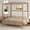 Natural Walnut, variant on GDF Studio Queen Wooden Canopy Platform Bed with Upholstered Headboard, Reinforced Slats, Black
