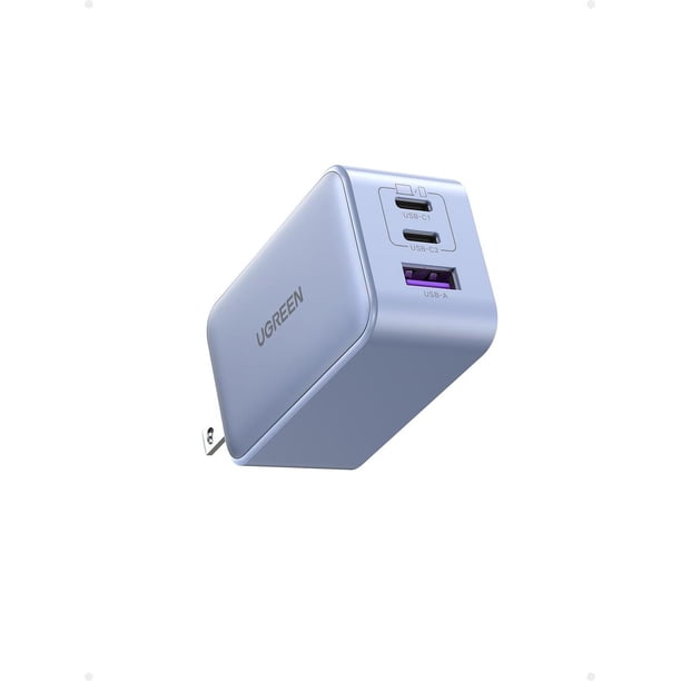 UGREEN Nexode 65W Cargador USB C GAN con 3 Puertos, Phone Charger Plegable y Portátil para Viajar Co