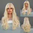 thumbnail image 5 of PEAKIN Fashion Women's Wig Light Gold Long Curly Hair 23-inch Figure-Eight Bangs High-Temperature Resistant Wig, 5 of 6