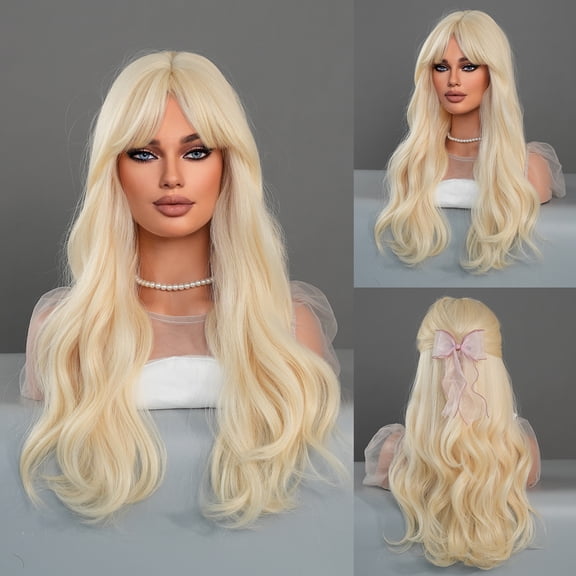 Wig Long Curly Hair with Bangs High-Quality Synthetic Wig