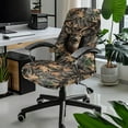 thumbnail image 2 of Renewold Deer Camo Hunting Forest Grey Office Chair Cover Universal Rotating Boss Chair Cover Printed Desk Chair Protector Stretch Fabric Cover with Elastic Bottom, L, 2 of 7