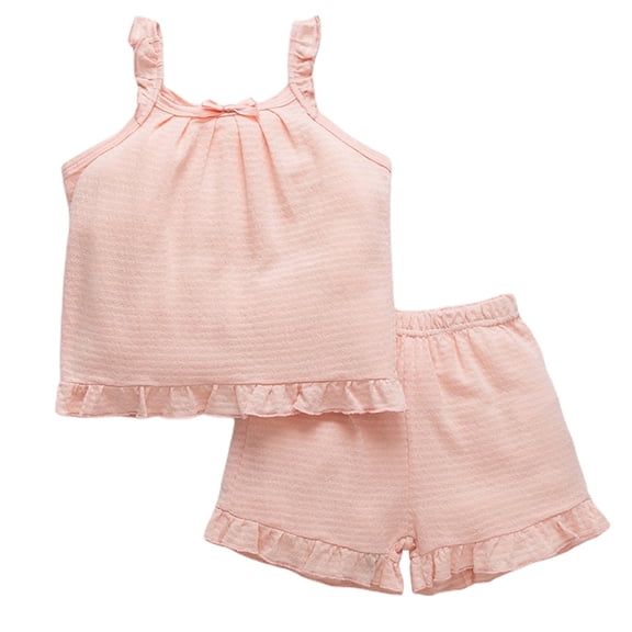 2-9Y Summer Kids Girl Cotton Homewear Set,Sleeveless Top Shorts