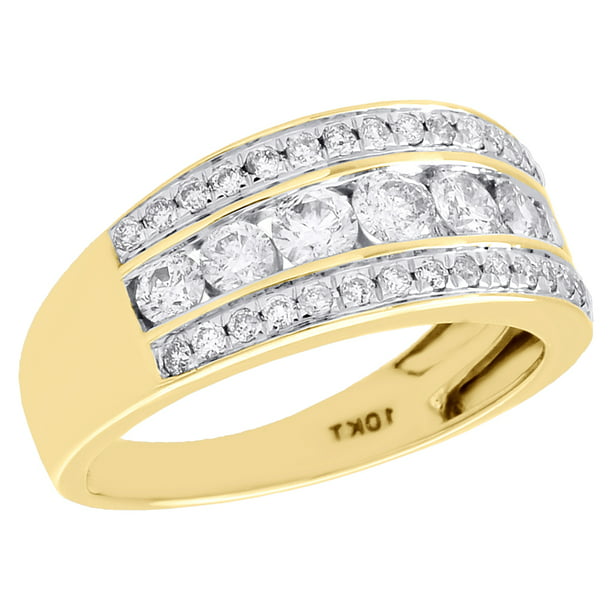 Jewelry For Less - 10K Yellow Gold Real Diamond Channel Set Ladies ...