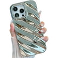 thumbnail image 2 of for iPhone 14 Pro Max Case 6.7" Curly Wave Frame Shockproof Phone Cover 3D Water Ripple Pattern Camera Lens Protection Bling Plating Soft TPU Case for Women Girls(Silver,for iPhone 14 Pro Max), 2 of 12