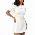 thumbnail image 2 of Women'S Short Sleeve Collar Cute Dress Fit and Flare A-Line Casual Dresses White S, 2 of 7