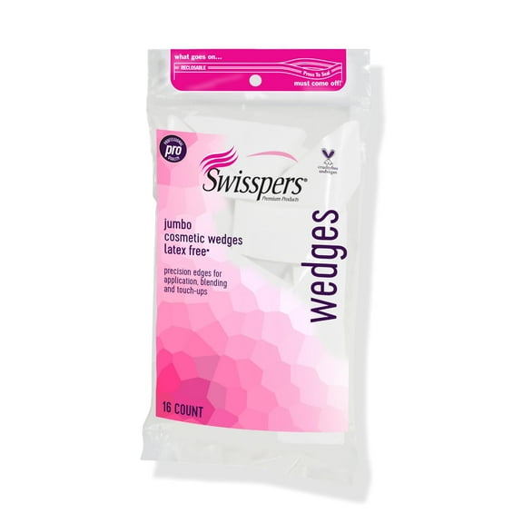 Swisspers Premium Pro Cosmetic SSF20 Wedges, Latex-Free Makeup Wedge, Jumbo Size, 16 Count Bag