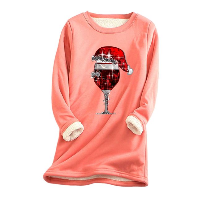 WEAIXIMIUNG Robe Chandail en Molleton pour Femmes Longueur Genou Mode Décontractée Noël Verre Manches Longues Long Pull 5