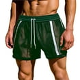 thumbnail image 2 of Ceisia Men's Summer Striped Color Blocked Gift Shorts - Hollow Perspective Sports Drawstring Elastic Waist Quick-Dry Beach Gym Shorts, 2 of 9