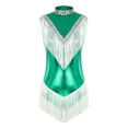 thumbnail image 4 of iiniim Women's Shiny Metallic Sleeveless Fringed Bodysuit Sequins Jazz Latin Dance Dress Gymnastic Leotard Green L, 4 of 7