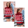 thumbnail image 4 of Suéter Navideño Informal para Parejas, Jersey de Punto con Cuello Redondo y Mangas Raglán, Blusas Cómodas y Cálidas para Otoño. Rojo (Mujeres) L, 4 of 10