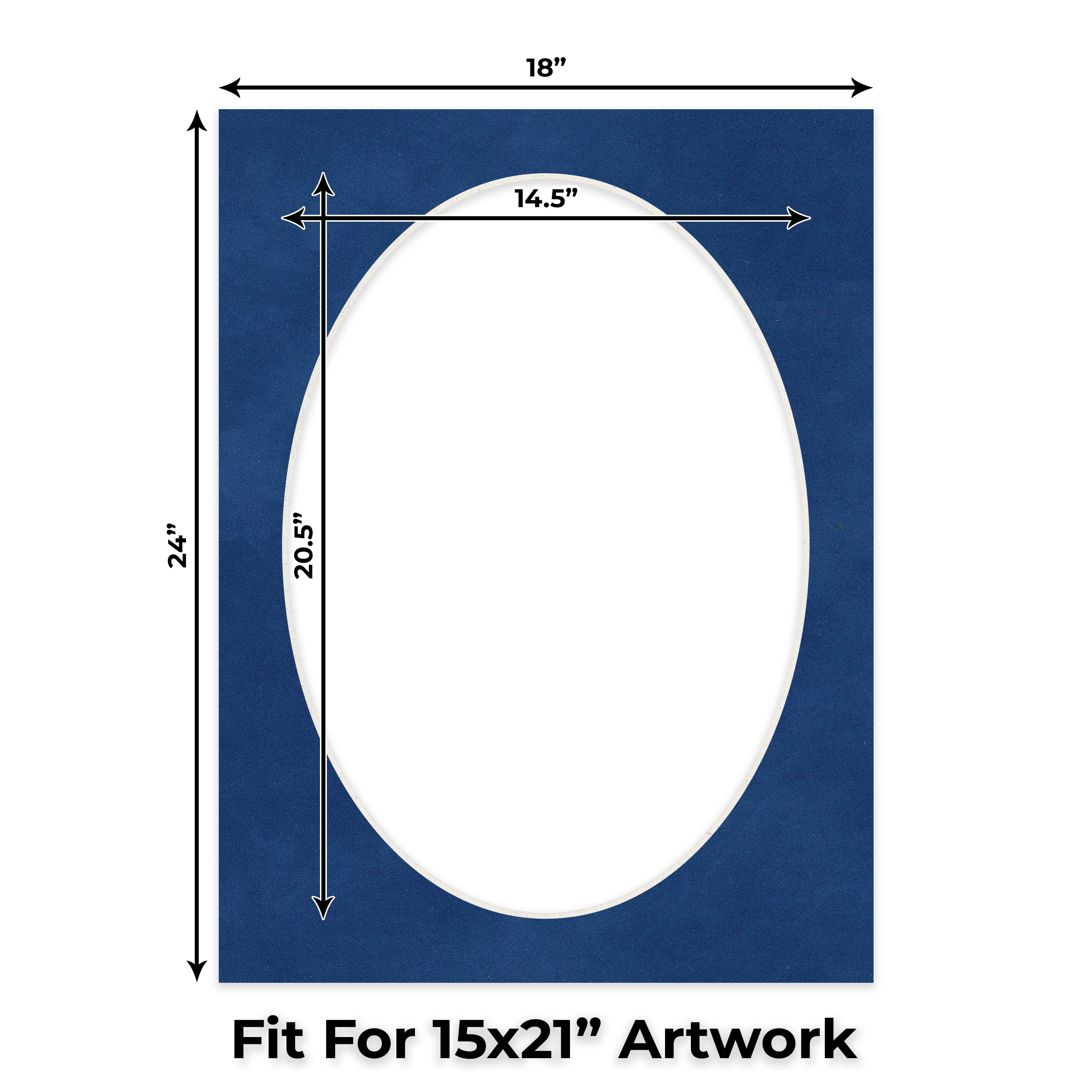 Brooke Blue Suede Picture Frame Mat for 18x24 Frames - Oval Opening for 15x21 Photos - 1 Mat