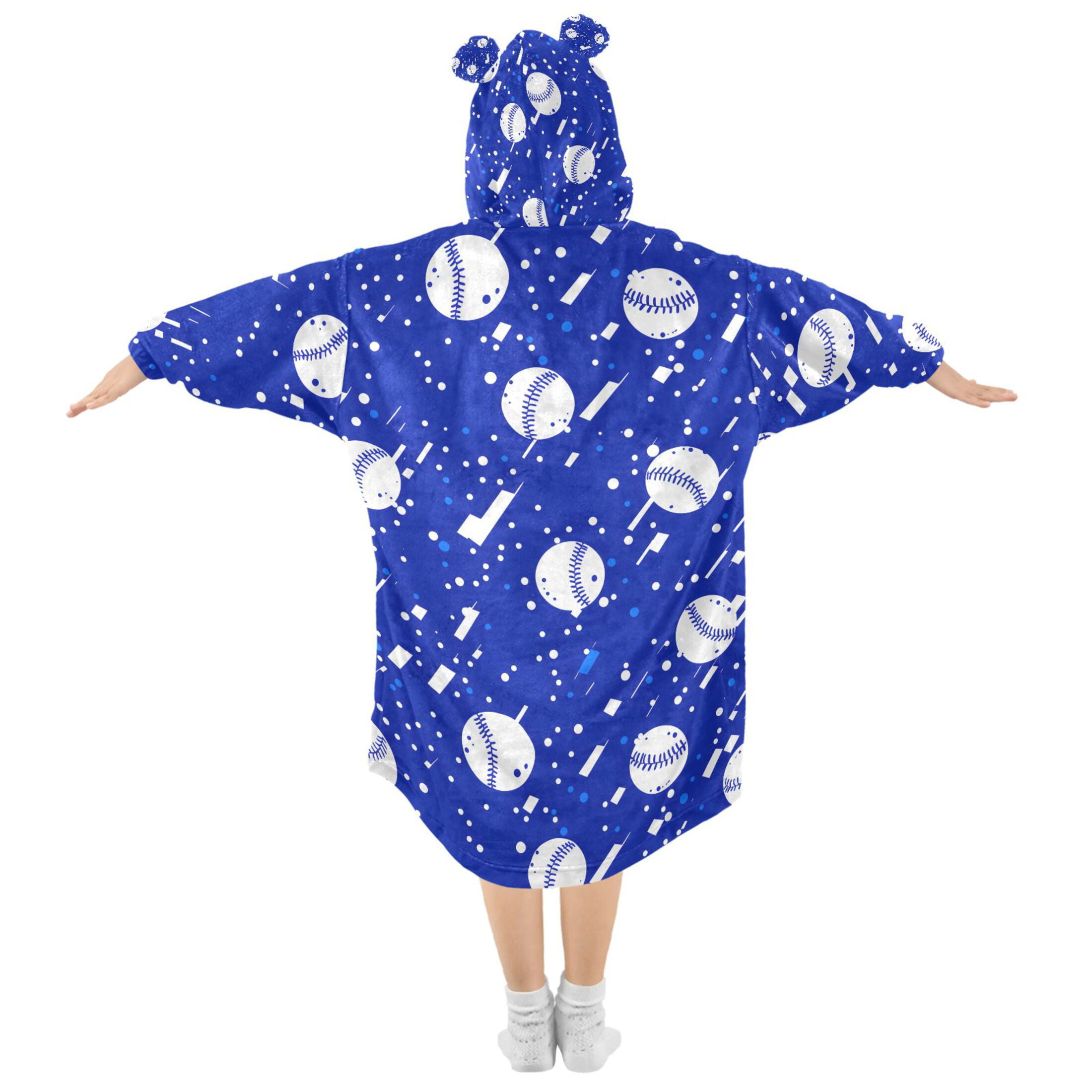 joogoo Blanket Hoodie for Baseball Art Pattern Oversize Sweatshirt 3-14 YR L