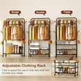 thumbnail image 3 of Clothes Racks for Hanging Clothes, Portable Rolling Garment Rack, Sturdy Metal Freestanding Cloths Racks with Wheels, Double Rods Wardrobe Rack for Bedroom Laundry Living Room, 3 of 6