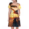 thumbnail image 1 of Disketp Hawaiian Sunset Beach para Vestido de Manga Corta para Mujeres, Vestidos de Verano para Mujeres, Casual y Holgado para la Playa, 1 of 6
