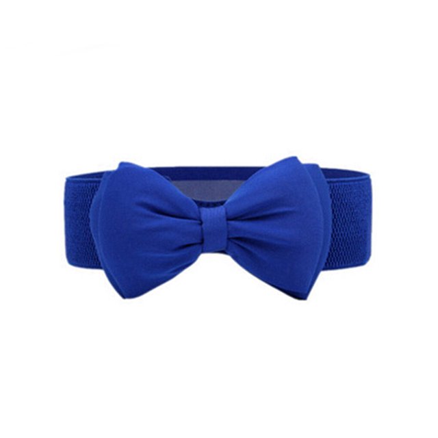 Minnieouse Cinturón de pajarita portátil para mujer, cinturón elástico a la moda para fiestas y banquetes, banda de cintura ajustable de cuero PU de Cinturones Azul claro Minnieouse PS9259-08