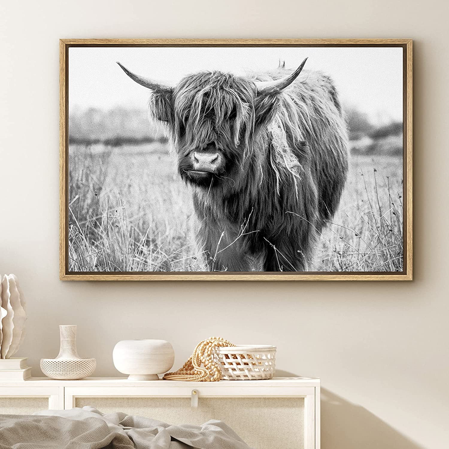 Scottish Highland Stag Wall Art Brown Green Grey Animal Canvas Picture Print 