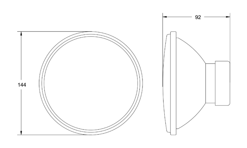 Hella Universal Halogen Clear Glass Lens Built-In 146mm Headlight (w/o bulb) (Part # H11425011)