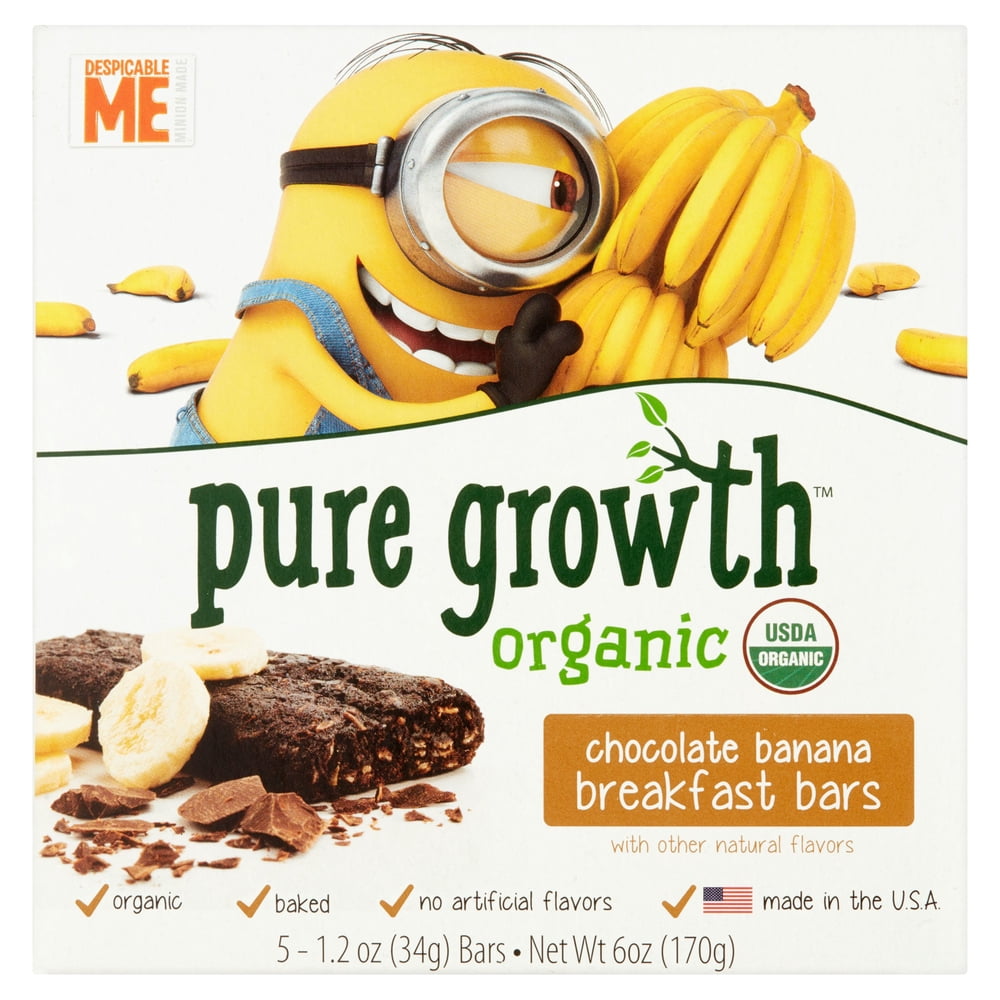 Pure Growth Organic Chocolate Banana Breakfast Bars, 1.2 oz, 5 count