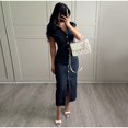 Denim Lapel Singlebreasted Dresses For Women Fashion Vintage Chic