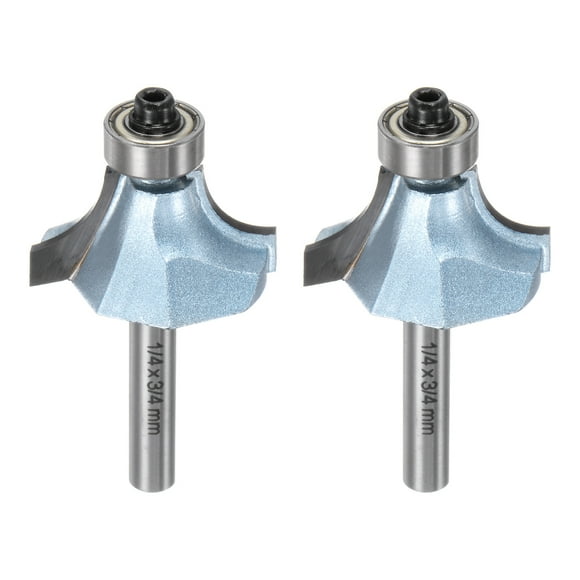 Uxcell 2packs Roundover Router Bit 1/4 Shank 3/8" Radius Tungsten Steel Tip Light Blue