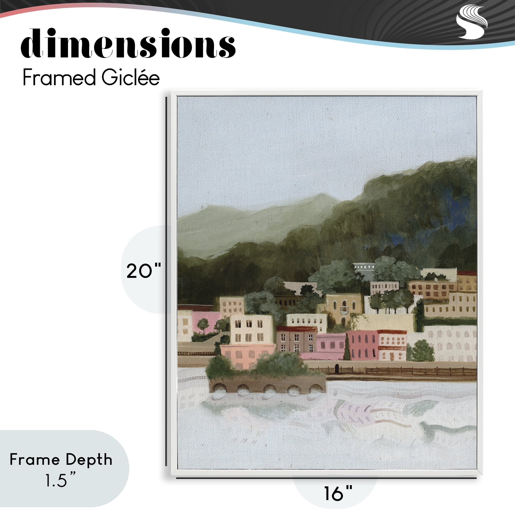 Stupell Industries Mountains By The Sea White Framed Giclee Art, design by Grace Popp