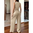 thumbnail image 6 of Women'S 2 Piece Outfits Button Down Sleeveless Sets Crop Blazer Vest and Wide Leg Pants Set Khaki M, 6 of 8