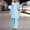 Two piece set-Light Blue, variant on 2-Piece Lounge Set Women Spring Solid Color Muslim Solid Color Long Sleeve Shirt Coat Wide Leg Trousers Casual Suit Pink M