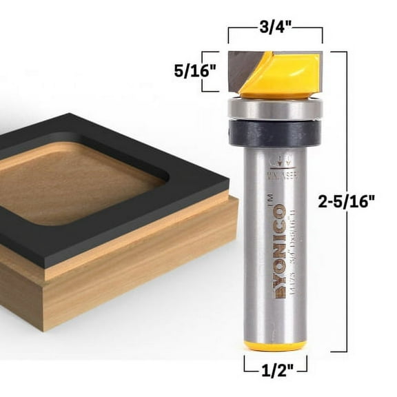 3/4" Diameter Flush Trim Template Router Bit - 1/2" Shank - Yonico 14173