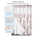 thumbnail image 4 of No Hook Shower Curtain with Snap-in Liner, Red Botanical Waterproof Fabric Bathroom Curtains, Pastoral Elegant Spring Floral Bath Curtains & Mesh Top Window 72"x84" Long, 4 of 9