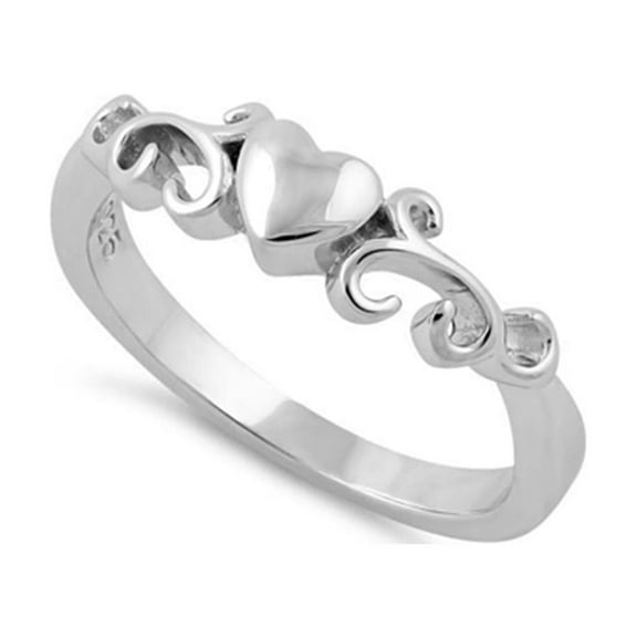 Heart Swirl Stackable 925 Sterling Silver Oxidized Platinum Plated Women Mother's Day Gifts Ring Jewelry
