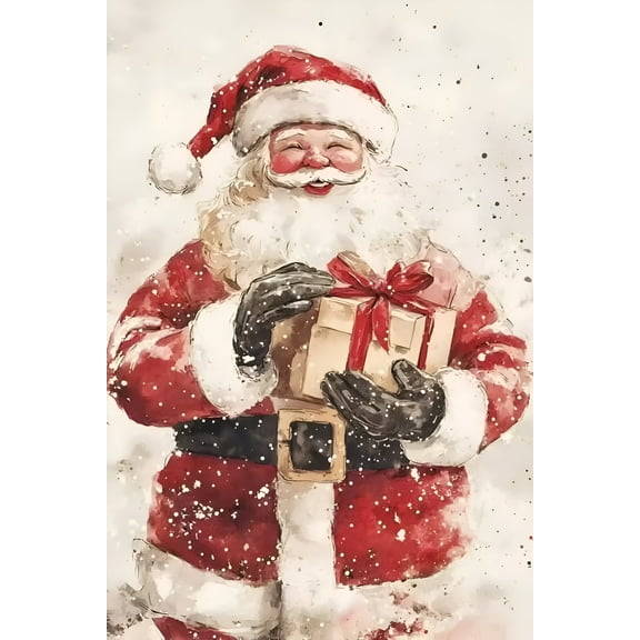 Vintage Christmas Poster Print For Living Room Winter Xmas Santa Claus Decoration Merry Christmas Tree Canvas Painting Wall Art, UNFRAMED 8x12