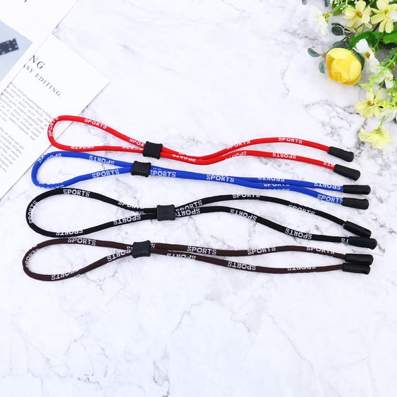 ROSENICE 4pcs Outdoor Sports Glasses Rope Adjustable Eye Glasses Rope Portable Non-slip Eyewear Strap for Daily Use (Red, Blue, Black, Brown)