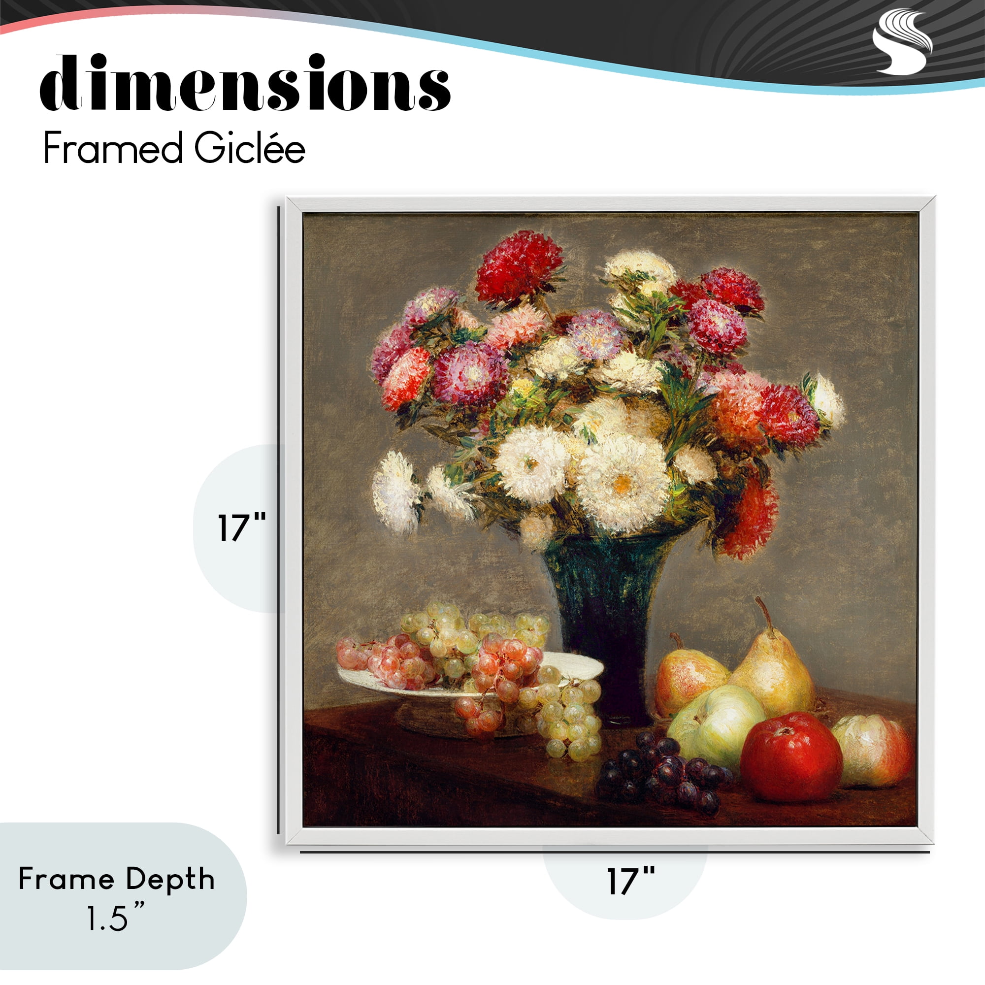 Stupell Industries Fruit & Asters Still Life White Framed Giclee Art, design by CAD Designs