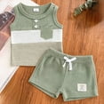 thumbnail image 2 of HCNTES Toddler Baby Boy Clothes 12 18 24 Month 2T 3T Summer Outfit Stripe Waffle Knit Sleeveless Vests Shirts Shorts Set, 2 of 9
