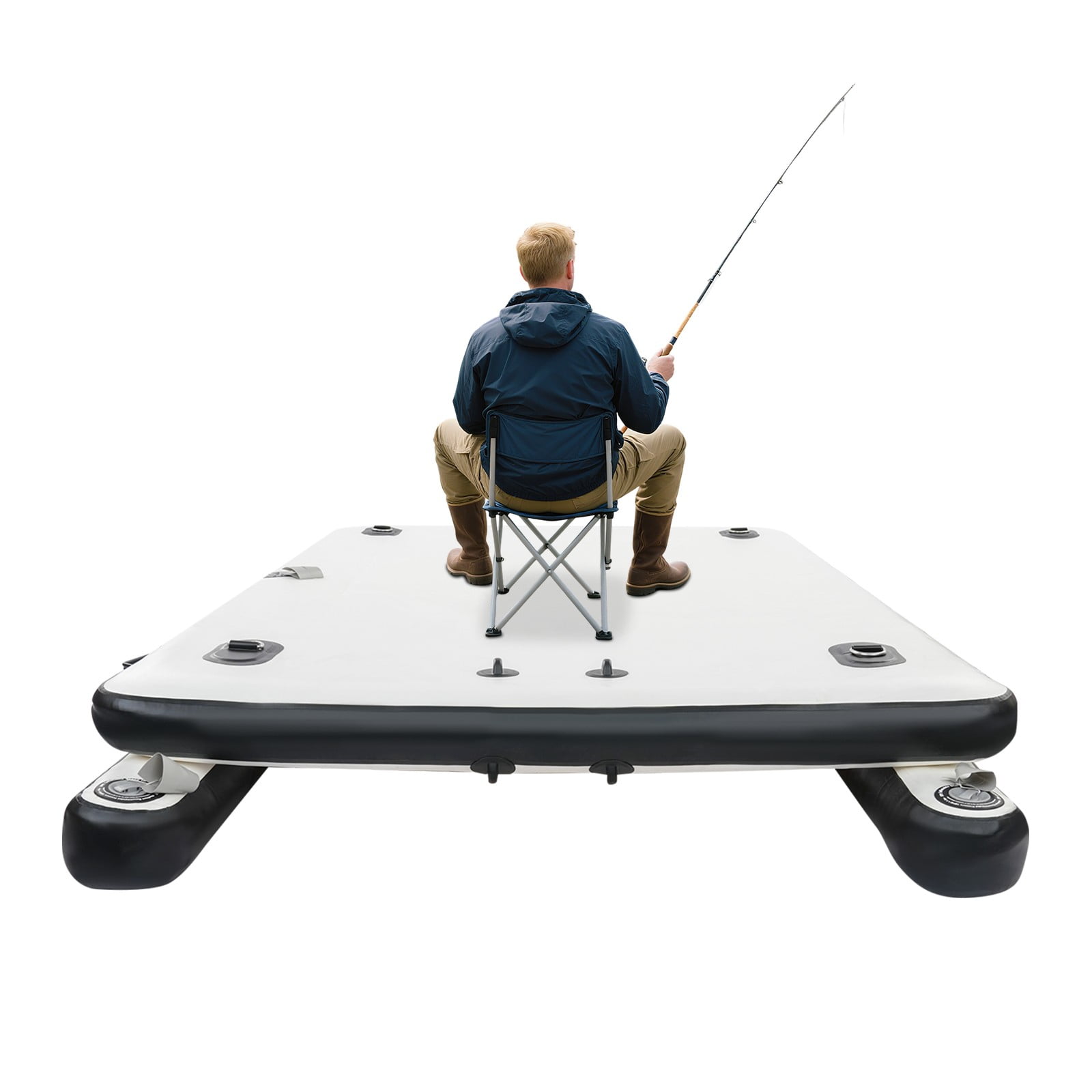 Fishing Float Platform, 2.5M Inflatable Boats with Air Pump Paddle Repair Kit, Stable Canoe Trolley Cart for Fishing