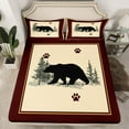 thumbnail image 2 of Manfei Wild Animal Bear Full Size Sheets,Rustic Farmhouse Cabin Bed Sheets,Brown Beige Black Sheet Sets For Girls Boys,Breathable Home Decor,4 Pieces, 2 of 7