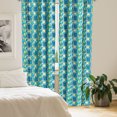 thumbnail image 2 of Ambesonne Abstract Window Curtains, Quirky Doodle Shapes Lines, Each 28" W x 63" L, Sea Blue Apple Green, 2 of 4