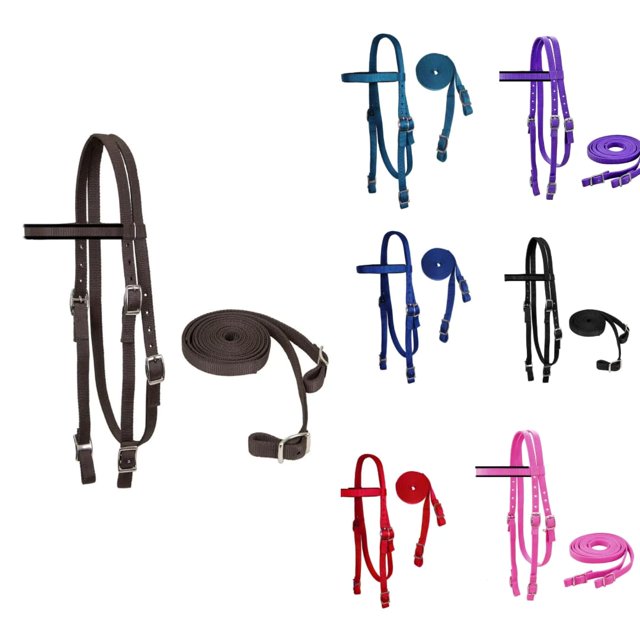 Tahoe Tack Tête de Cheval Western Rembourrée en Nylon à Double Couche avec Rins Assortis (Marron, Full)