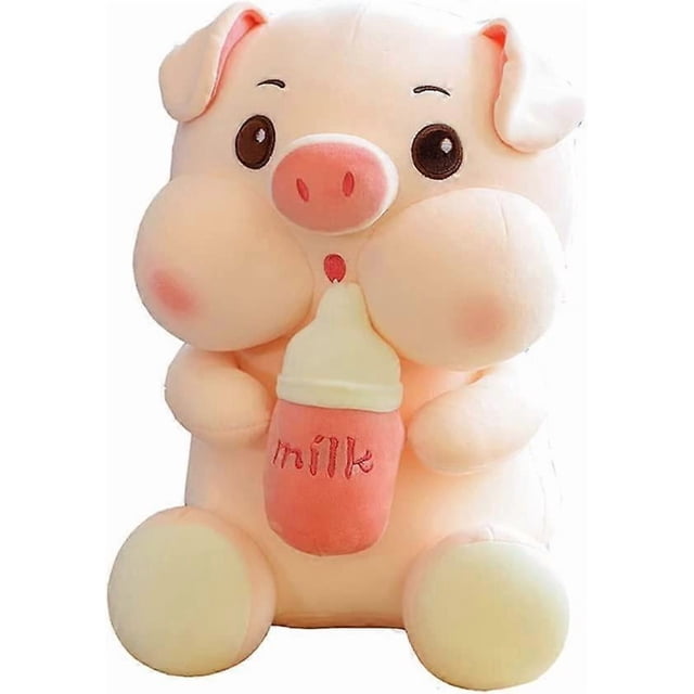 Cute Kawaii Plush Drinking Pig Doll Pig Plush Pillow Doll Toy Soft Pig Stuffed Animals Pillow Toy Kitten Body Pillow Gift for Kids and Girlfriend