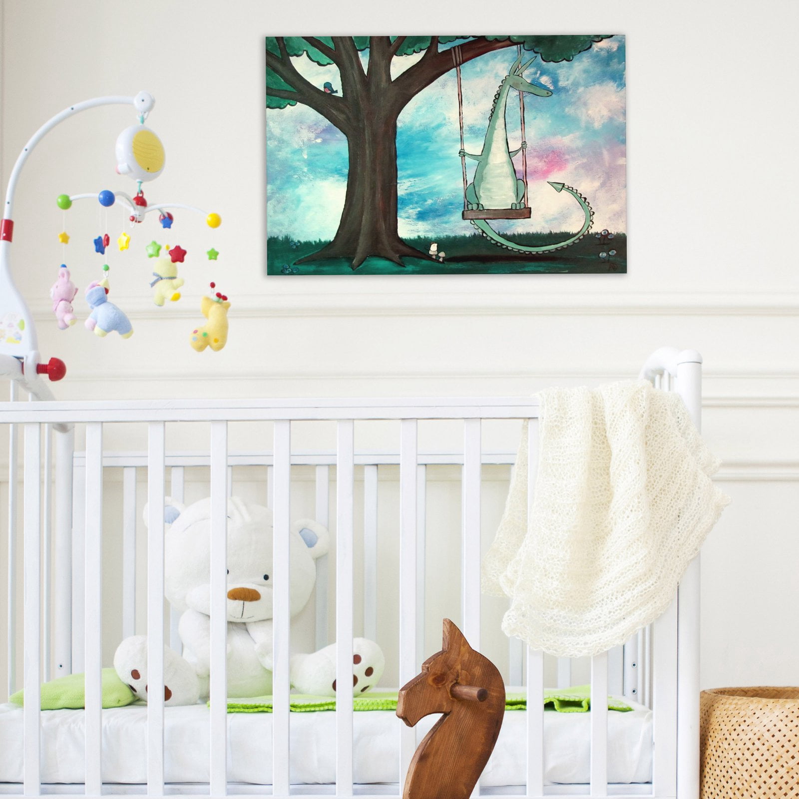 Marmont Hill "Dragon Swing" by Andrea Doss Painting Print on Wrapped Canvas