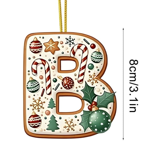 Decoraciones de Árbol de Navidad 2D Acrílico Decoración Carta Colgante con 26 Letras Diy Navidad Decoración Del Hogar Ornamentos Del Árbol de Navidad