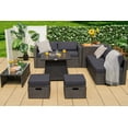 thumbnail image 2 of Costway 9PCS Patio Rattan Furniture Set Fire Pit Space-saving W/Cover Grey Cushion cover, 2 of 10