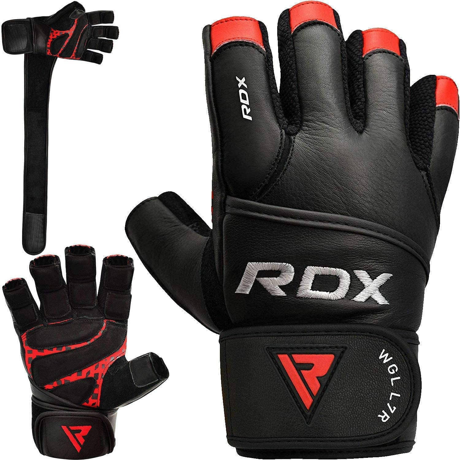 RDX Weight Lifting Body Building Gloves With Gym Belt Training Back Support CA 