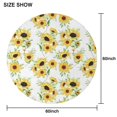 thumbnail image 6 of White Green Leaf Sunflower Pattern Round Tablecloth 60"x60",Wrinkle Wipeable Table Cloth for Kitchen Dining Room Picnic Patio Party, 6 of 6