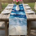 thumbnail image 4 of Navy Blue Coastal Beach Cotton Linen Rectangle Table Runners 13"x72", Summer Nautical Ocean Ombre Art Coffee Table Runner Dresser Scarves Luxury Table Runners for Wedding Party Banquet Dinner Decor, 4 of 8